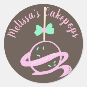Adesivo Redondo Logotipo do Cakepop Banner de Arco de Padaria Case