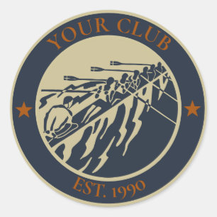 Adesivo Redondo Logotipo do Clube de Remo Vintage Retro para perso