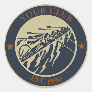 Adesivo Redondo Logotipo do Clube de Remo Vintage Retro para perso