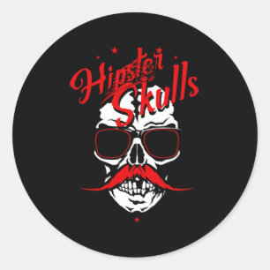Adesivo Redondo Logotipo do crânio do hipster Cópula Câncer do big