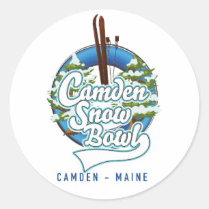 Adesivo Redondo Logotipo do esqui Camden Snow Bowl.