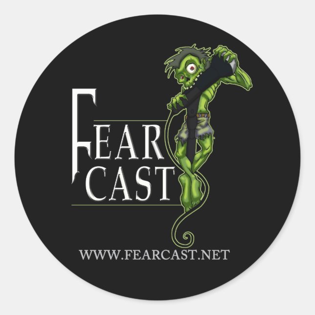 Adesivo Redondo Logotipo do FearCast Harvey (Frente)