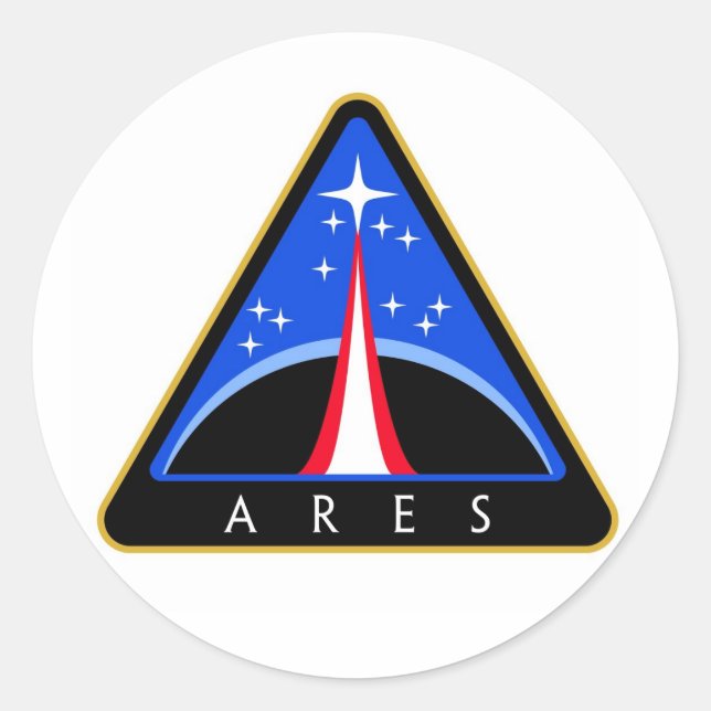 Adesivo Redondo Logotipo do foguete Ares NASA (Frente)