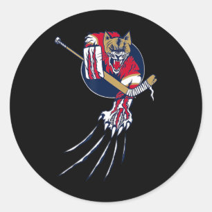 Adesivo Redondo Logotipo do Goleiro do Hockey Cougar Lion Cat Ice