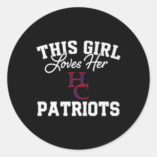 Adesivo Redondo Logotipo do Henry County Patriots Esta Rapariga Am