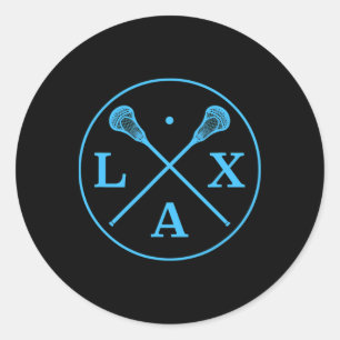 Adesivo Redondo Logotipo do Jogador de Lacrosse - Blue Team Color