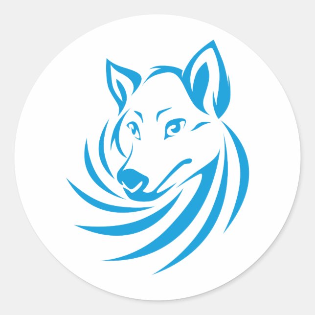 Adesivo Redondo Logotipo do Lobo Azul Personalizado (Frente)