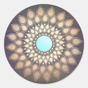 Adesivo Redondo Logotipo do Lotus Mandala Salão Holístico e Made