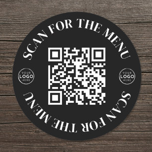 Adesivo Redondo Logotipo do Menu QR Code de Scan