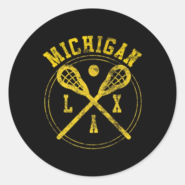 Adesivo Redondo Logotipo do Michigan Lacrosse Lax (Frente)