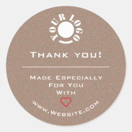 Adesivo Redondo Logotipo do Minimalista Clean Vintage Red Heart Ob