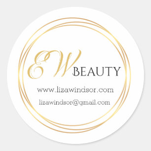 Adesivo Redondo Logótipo do monograma do círculo do ouro moderno