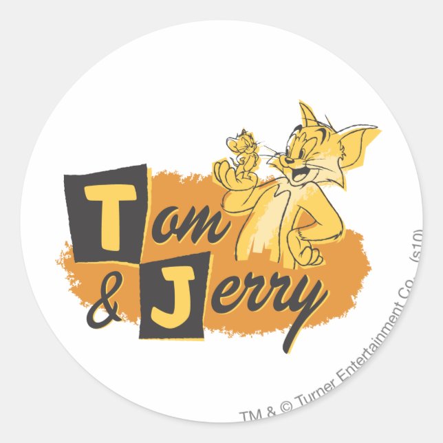 Adesivo Redondo Logotipo do mouse Tom e Jerry em Paw (Frente)