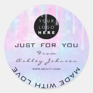 Adesivo Redondo Logotipo do Obrigado brilhante - Azul na Web