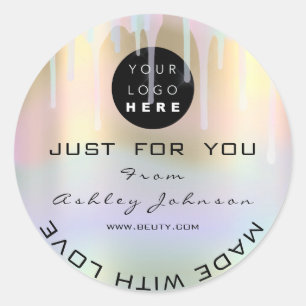 Adesivo Redondo Logotipo do Obrigado brilhante Dourado azul