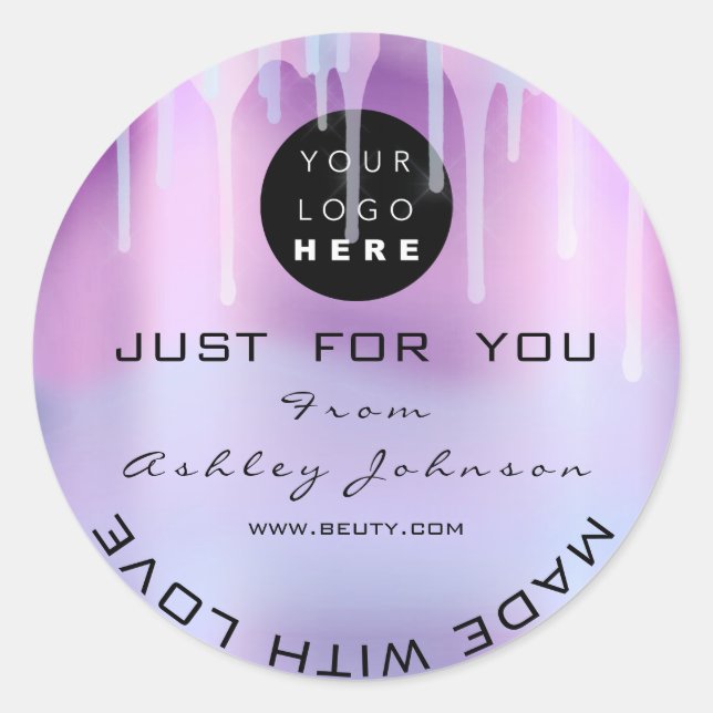 Adesivo Redondo Logotipo do Obrigado brilhante Hológrafo de Metal  (Frente)