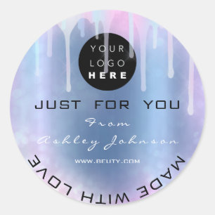 Adesivo Redondo Logotipo do Obrigado de brilho Hológrafo feito de