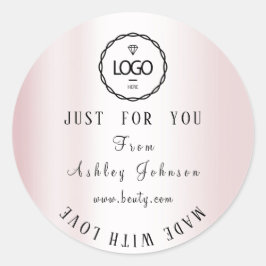 Adesivo Redondo Logotipo do obrigado feito com o amor, cor-de-rosa