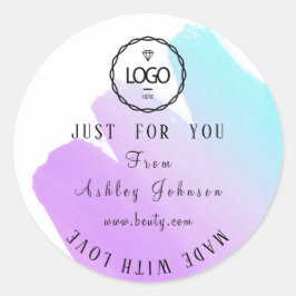 Adesivo Redondo Logotipo Do obrigado Feito Com O Ombro Púrpura Ros