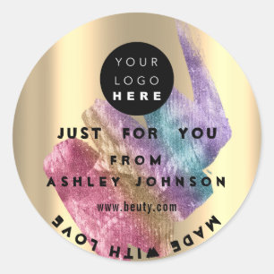 Adesivo Redondo Logotipo do obrigado Hológrafo Clássico de Traç