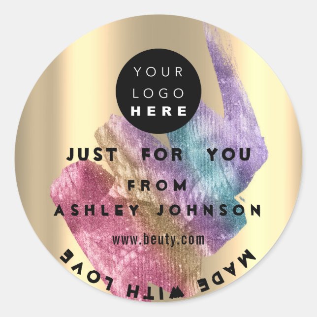 Adesivo Redondo Logotipo do obrigado Hológrafo Clássico de Traço A (Frente)