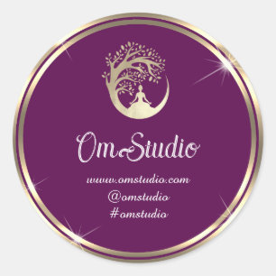 Adesivo Redondo Logotipo do obrigado Ioga Compro de míngua Dourada