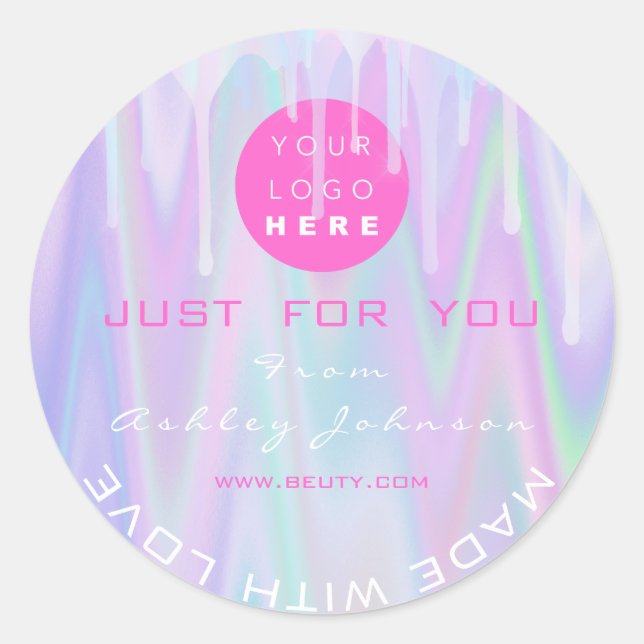 Adesivo Redondo Logotipo do obrigado Unidades Líquidas Hológrafo F (Frente)