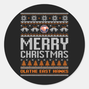 Adesivo Redondo Logotipo do Olathe East Hawks Feliz Natal Suor Fei