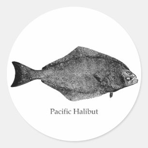 Adesivo Redondo Logotipo do Pacífico Halibut