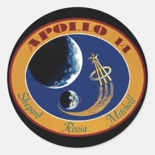 Adesivo Redondo Logotipo do Patch da Missão Apollo 14 da NASA