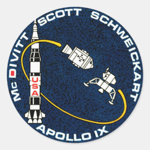 Adesivo Redondo Logotipo do Patch da Missão Apollo 9 da NASA