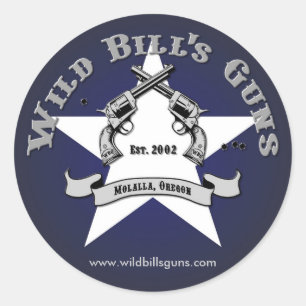 Adesivo Redondo Logotipo do patriota das armas de Bill selvagem