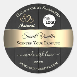 Adesivo Redondo Logotipo do produto Dourado Decor de Grãos de Made