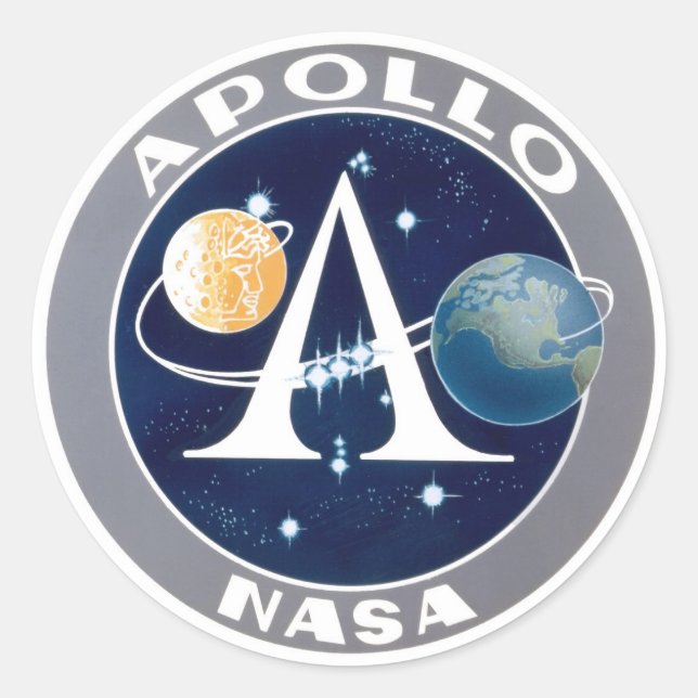 Adesivo Redondo Logotipo do Programa Apollo (Frente)