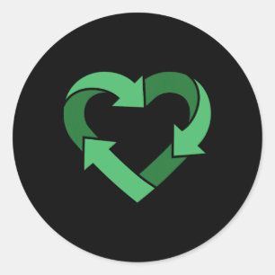 Adesivo Redondo Logotipo do Reciclar Vintage Cardíaco Moldado no D