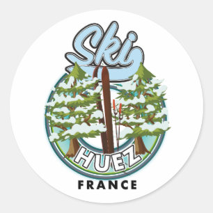 Adesivo Redondo Logotipo do Retro Huez Ski France