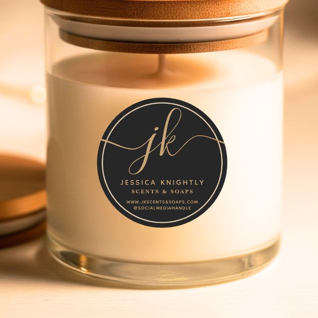 Adesivo Redondo Logotipo do Script do Monograma Comercial em Conta (Criador carregado)