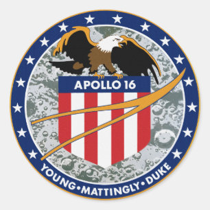 Adesivo Redondo Logotipo do Símbolo da Missão da NASA Apollo 16