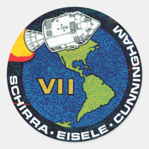 Adesivo Redondo Logotipo do Símbolo da Missão da NASA Apollo 7