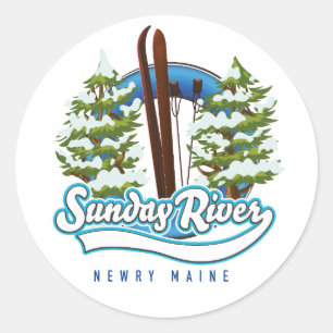 Adesivo Redondo logotipo do ski Sunday River Newry Maine