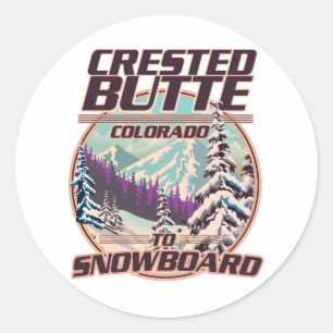 Adesivo Redondo Logotipo do Snowboard do Colorado Butte
