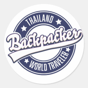 Adesivo Redondo logotipo do Thailand Backpacker World Traveler