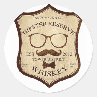 Adesivo Redondo logotipo do whiskey do hipster