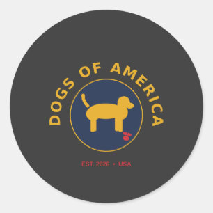 Adesivo Redondo Logotipo dos Cães da América – Emblema de Cachorro