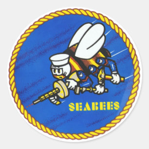 Adesivo Redondo Logotipo dos Seabees do marinho dos E.U.