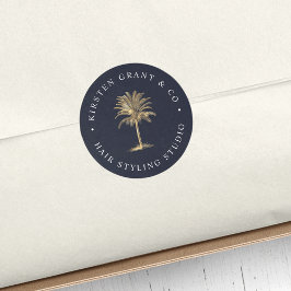 Adesivo Redondo Logotipo Dourado da árvore de palma