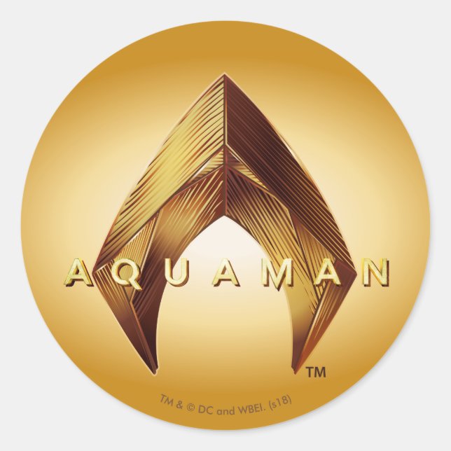 Adesivo Redondo Logotipo dourado de Aquaman | Aquaman (Frente)