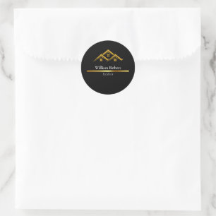 Adesivo Redondo Logotipo Dourado de Imóveis Casa Golden Corretor M