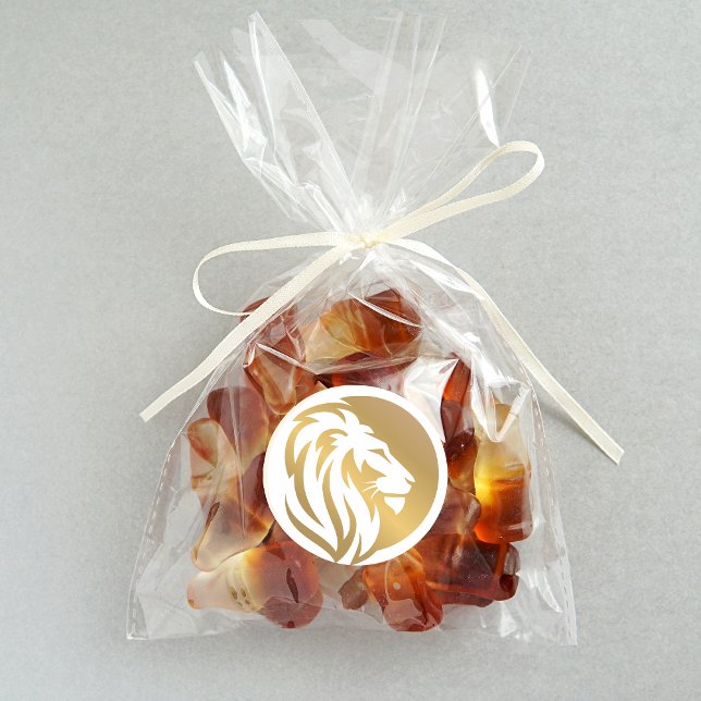 Adesivo Redondo Logotipo Dourado do Leão Simples (Criador carregado)