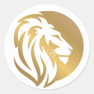 Adesivo Redondo Logotipo Dourado do Leão Simples